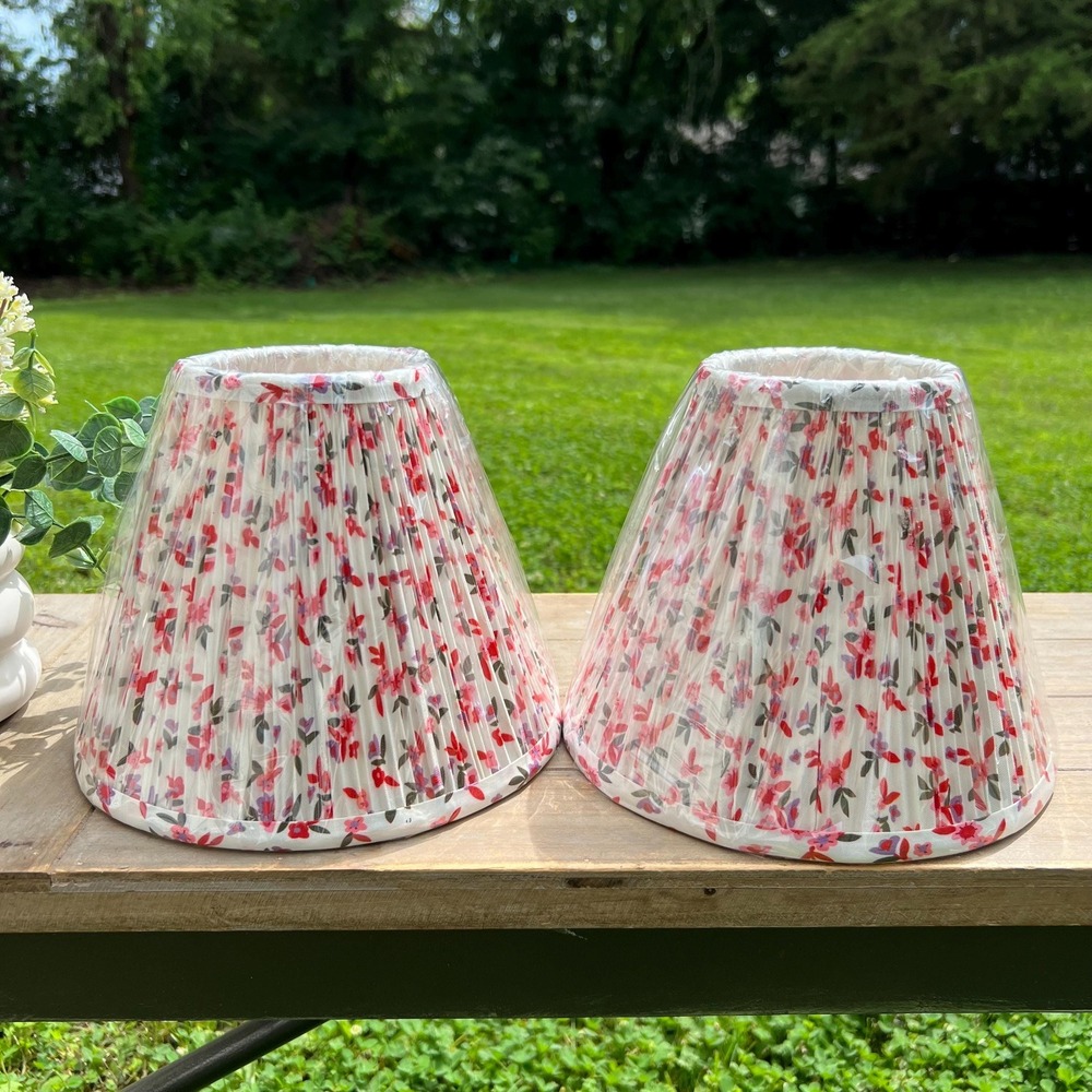 Floral Red & Pink Lampshades | Set of 2